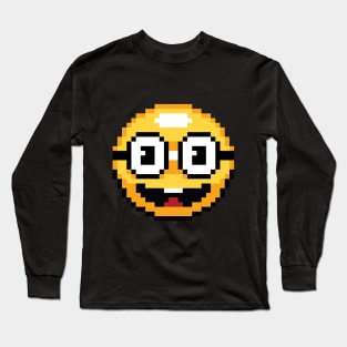 Pixel Nerdy Glasses Emoji Long Sleeve T-Shirt